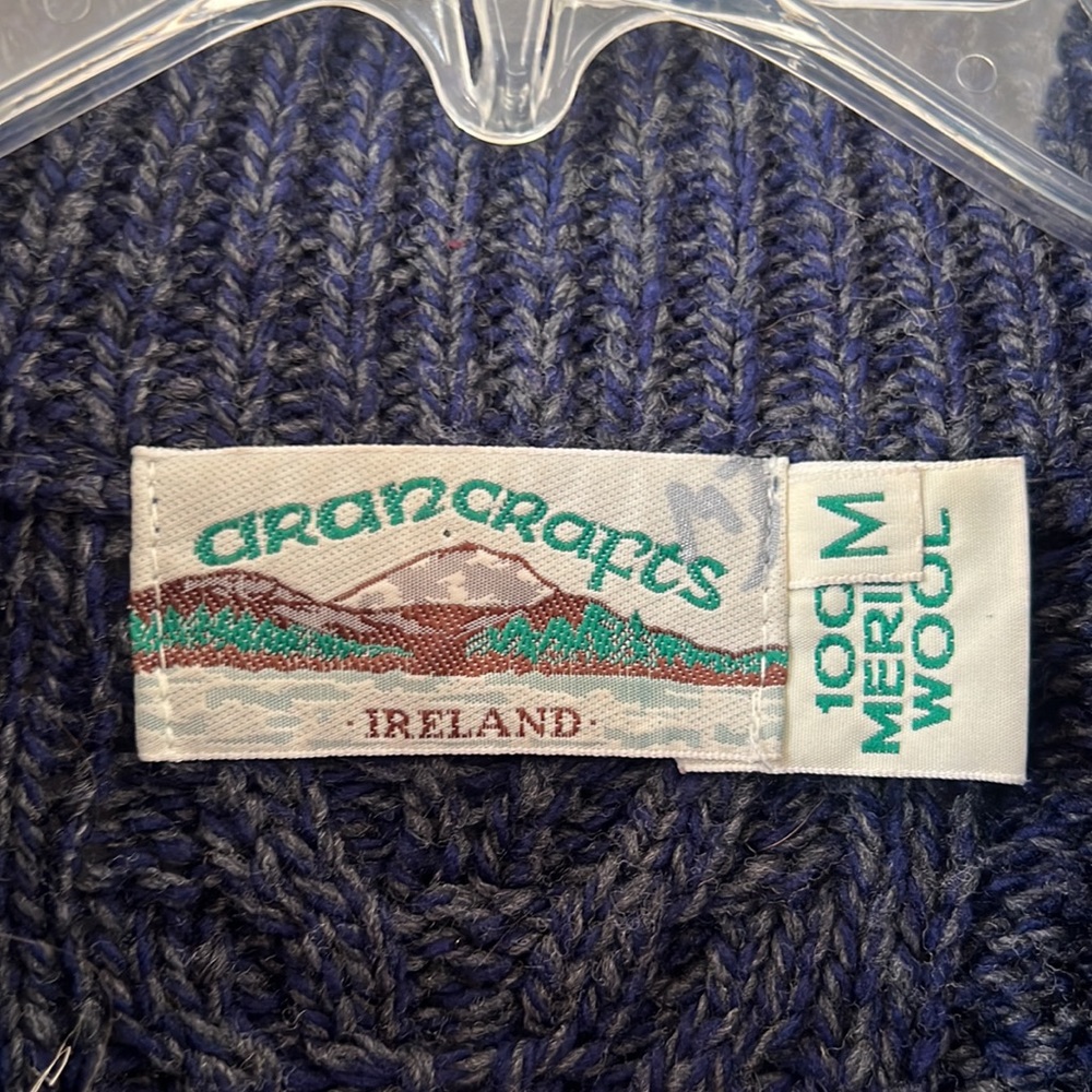 Aran Crafts Blue Zip Front Cardigan Size M - Picture 4 of 9